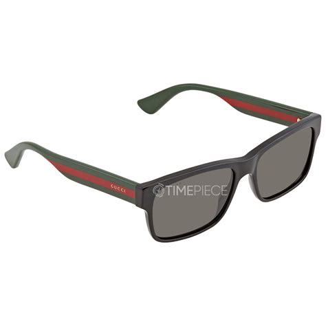 Gucci Polarized Grey Rectangular Men's Sunglasses GG0340S 